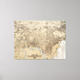 Impressão Em Tela Mapa do vintage de Cambridge Massachusetts (1877)