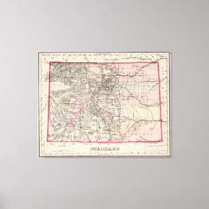 Impressão Em Tela Mapa do vintage de Colorado (1884)