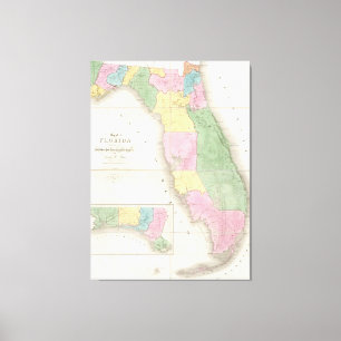 Impressão Em Tela Mapa do vintage de Florida (1839)