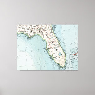 Impressão Em Tela Mapa do vintage de Florida (1900)