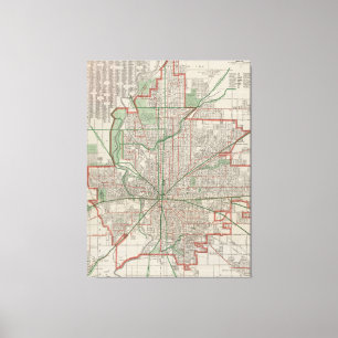 Impressão Em Tela Mapa do vintage de Indianapolis Indiana (1921)