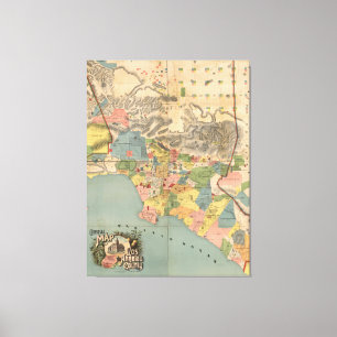 Impressão Em Tela Mapa do vintage de Los Angeles County CA (1888)