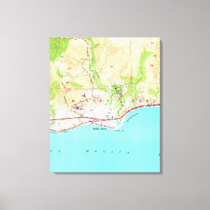 Impressão Em Tela Mapa do vintage de Malibu Califórnia (1950)