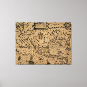 Impressão Em Tela Mapa do vintage de México (1600)