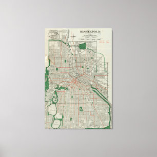 Impressão Em Tela Mapa do vintage de Minneapolis Minnesota (1921)