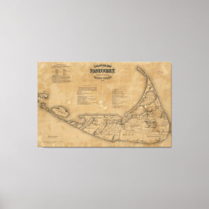Impressão Em Tela Mapa do vintage de Nantucket (1869)