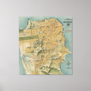 Impressão Em Tela Mapa do vintage de San Francisco (1915)
