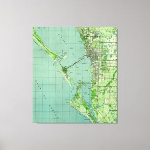Impressão Em Tela Mapa do vintage de Sarasota Florida (1944)