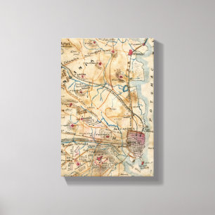 Impressão Em Tela Mapa do vintage de Virgínia do nordeste (1862)