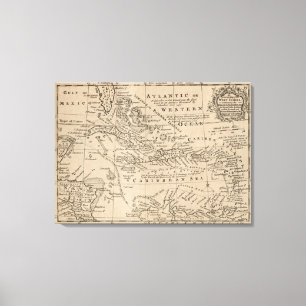 Impressão Em Tela Mapa do vintage do das caraíbas (1763)