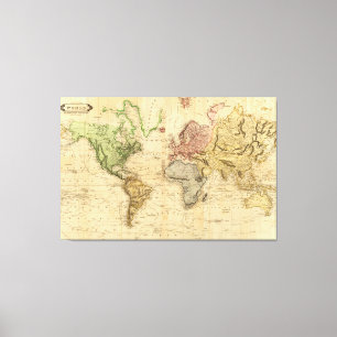 Impressão Em Tela Mapa do vintage do mundo (1831)