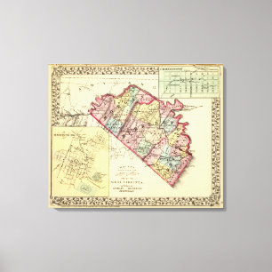 Impressão Em Tela Mapa dos condados Morgan, Berkeley e Jefferson