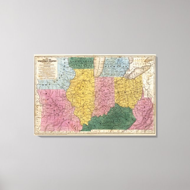 Impressão Em Tela Mapa dos Estados Ocidentais (Frente)