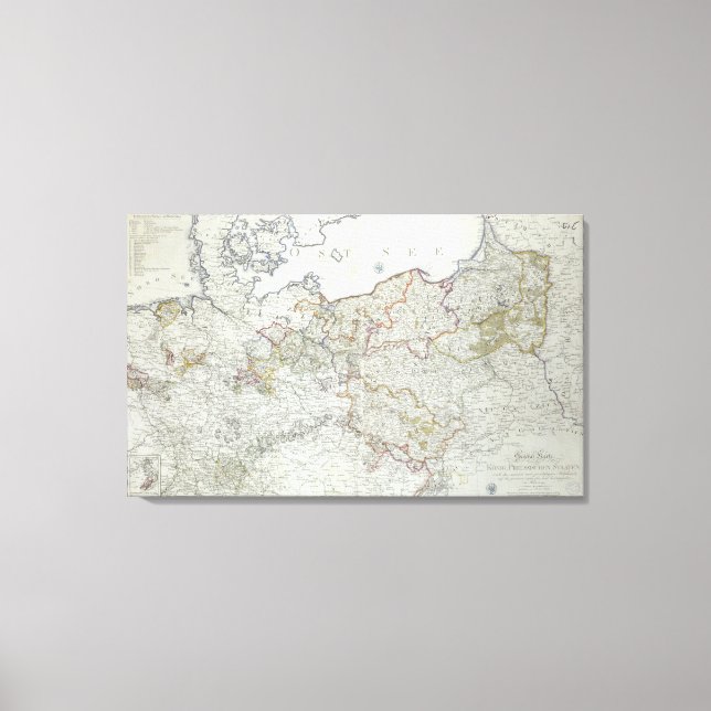 Impressão Em Tela Mapa dos Estados Prussianos em 1799 (Frente)