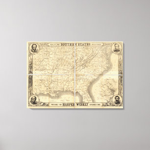 Impressão Em Tela Mapa dos estados sulistas