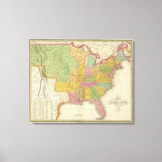 Impressão Em Tela Mapa dos Estados Unidos (Frente)