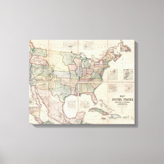 Impressão Em Tela Mapa dos Estados Unidos 2 (Frente)