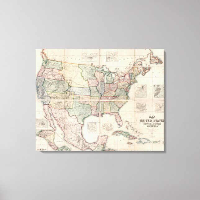 Impressão Em Tela Mapa dos Estados Unidos 2 (Frente)