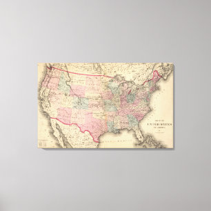 Impressão Em Tela Mapa dos Estados Unidos com Pony Express Route