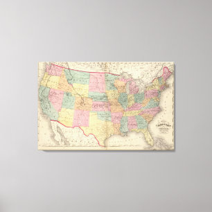 Impressão Em Tela Mapa dos Estados Unidos e dos territórios