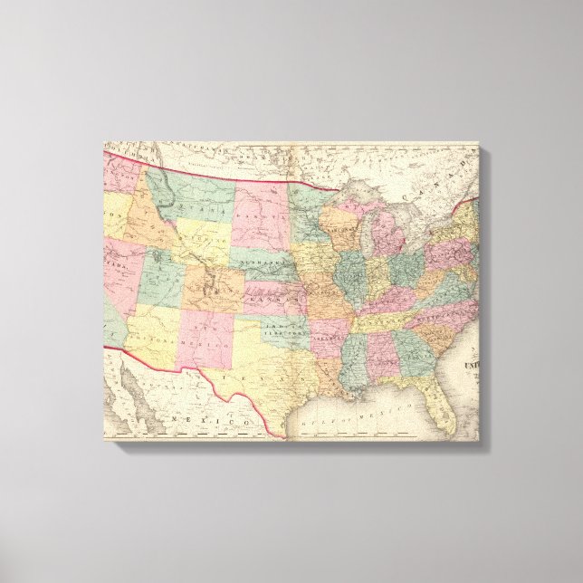Impressão Em Tela Mapa dos Estados Unidos e Territórios (Frente)