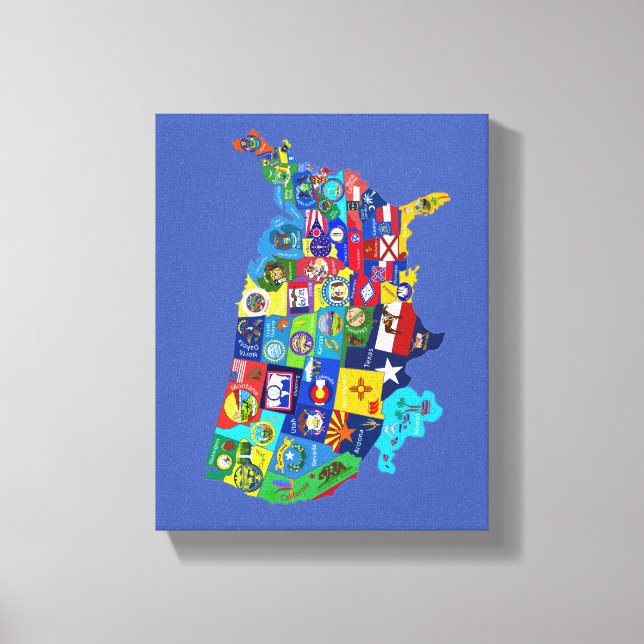 Impressão Em Tela Mapa dos EUA (Frente)