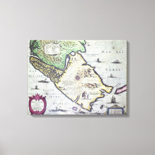 Impressão Em Tela Mapa dos passos de Magellan, Patagonia
