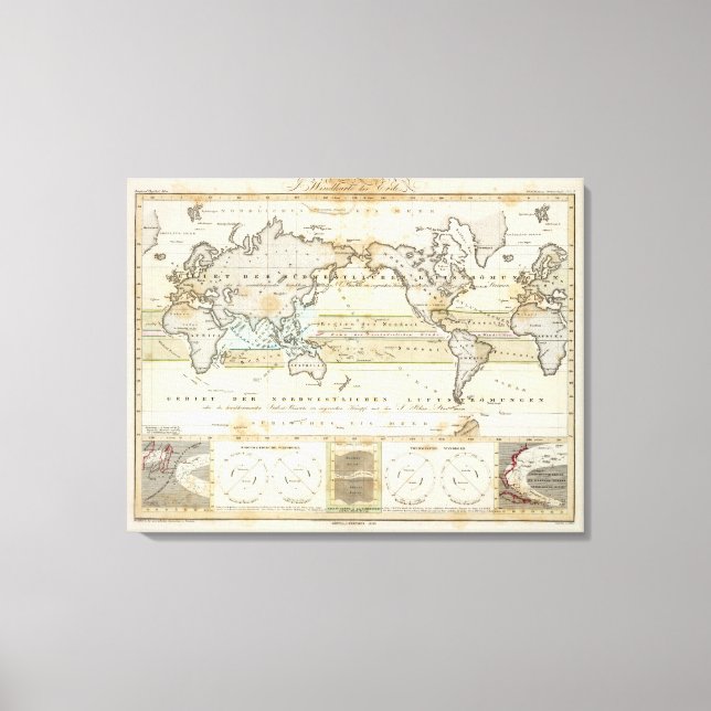 Impressão Em Tela Mapa eólico da Terra (Frente)