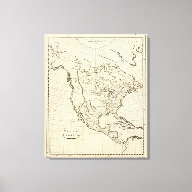 Impressão Em Tela Mapa-esboço da América do Norte (Frente)