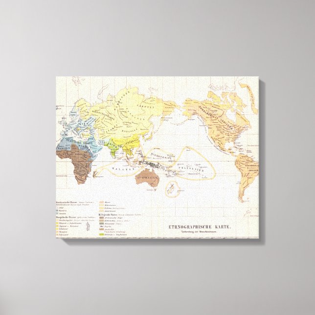 Impressão Em Tela Mapa etnográfico do mundo (Frente)