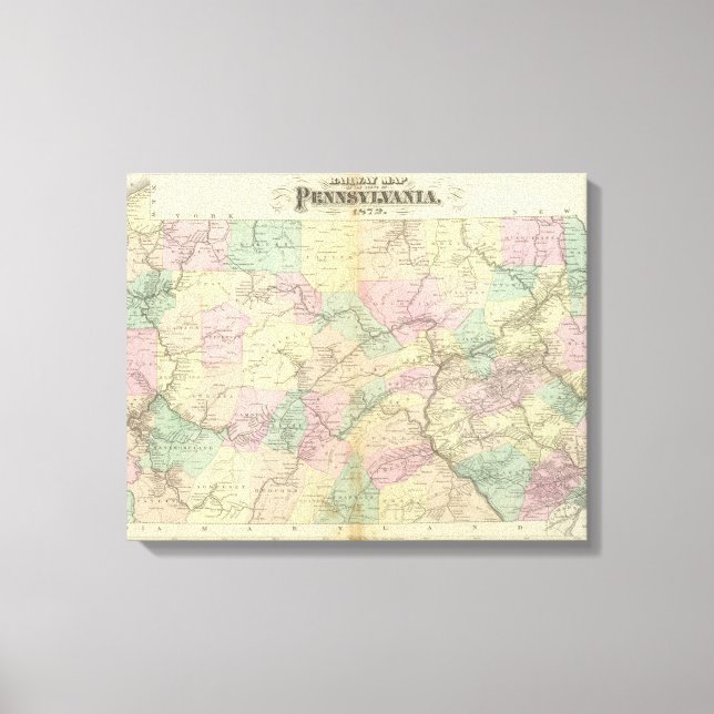 Impressão Em Tela Mapa ferroviário da Penn (Frente)