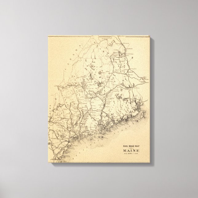 Impressão Em Tela Mapa ferroviário do Maine (Frente)