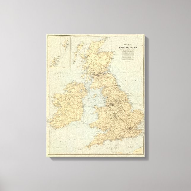 Impressão Em Tela Mapa ferroviário, Ilhas Britânicas (Frente)