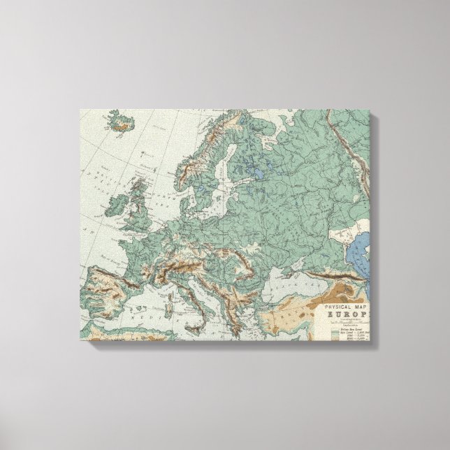 Impressão Em Tela Mapa físico da Europa (Frente)