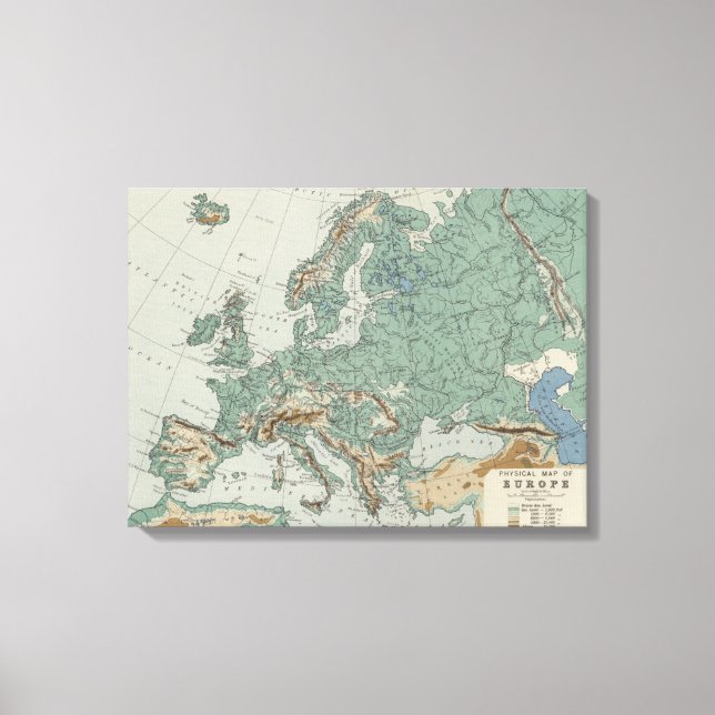 Impressão Em Tela Mapa físico da Europa (Frente)