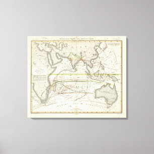 Impressão Em Tela Mapa físico de mares indianos