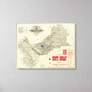 Impressão Em Tela Mapa Fresno County, Califórnia