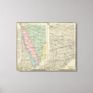 Impressão Em Tela Mapa Geological de Indiana