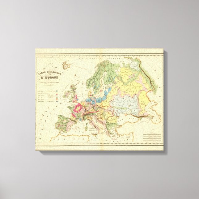 Impressão Em Tela Mapa Geológico da Europa (Frente)