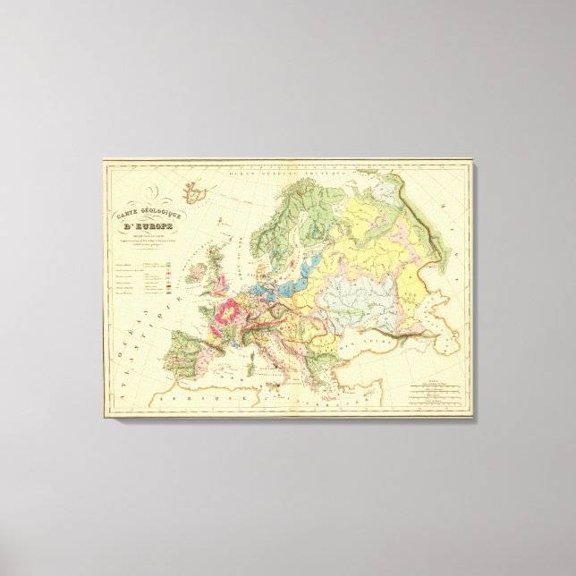 Impressão Em Tela Mapa Geológico da Europa (Frente)