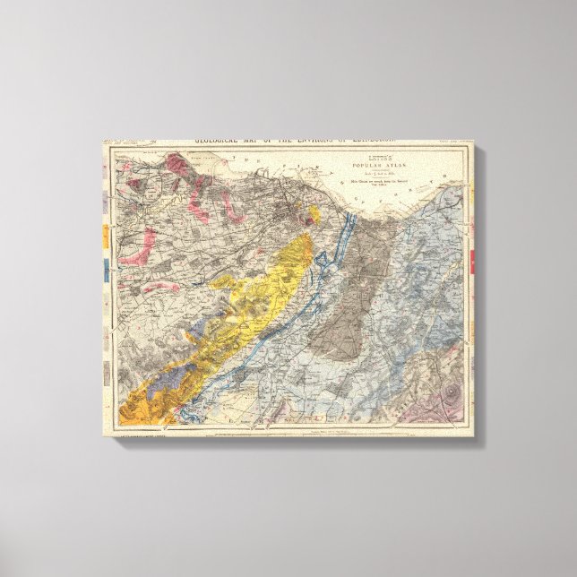 Impressão Em Tela Mapa geológico de Edimburgo (Frente)