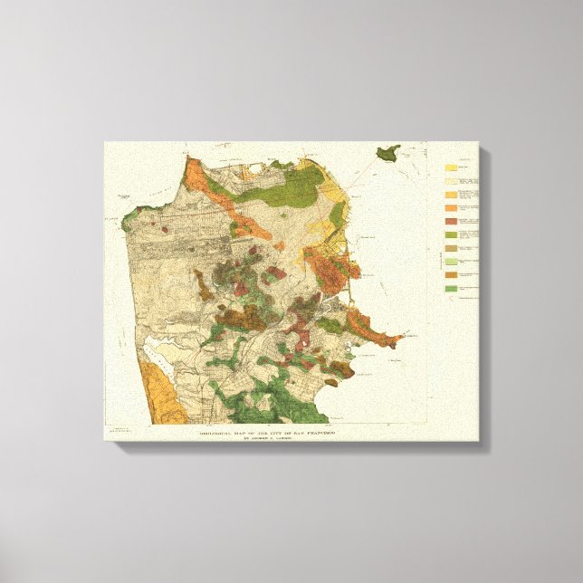 Impressão Em Tela Mapa geológico de São Francisco (Frente)