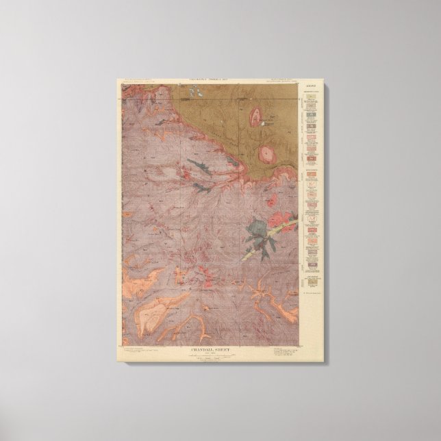 Impressão Em Tela Mapa Geológico, Parte Nacional Yellowstone, Wyomin (Frente)