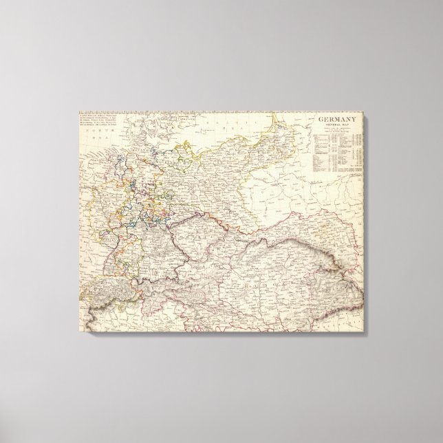 Impressão Em Tela mapa geral da Alemanha (Frente)