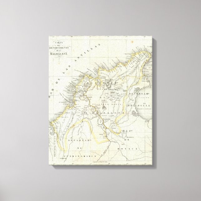 Impressão Em Tela Mapa gravado da Colômbia (Frente)
