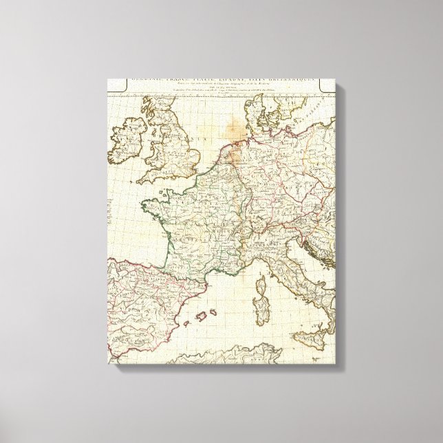 Impressão Em Tela Mapa gravado da Europa (Frente)