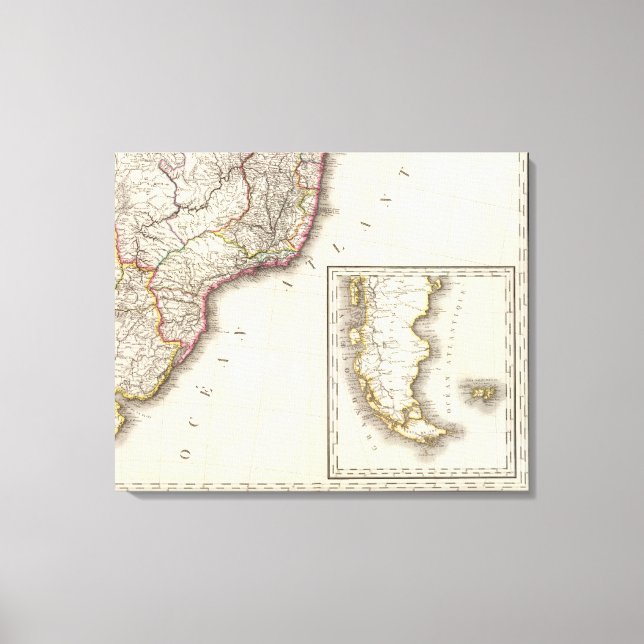Impressão Em Tela Mapa gravado na Argentina e no Chile (Frente)