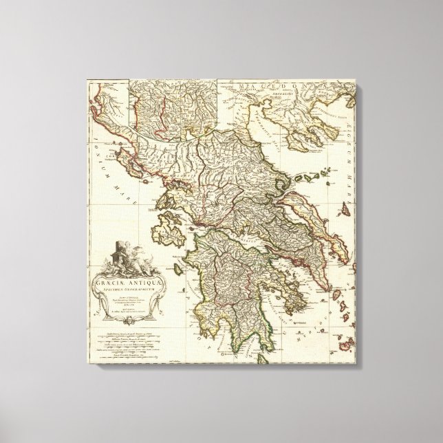 Impressão Em Tela Mapa grego antigo (Frente)