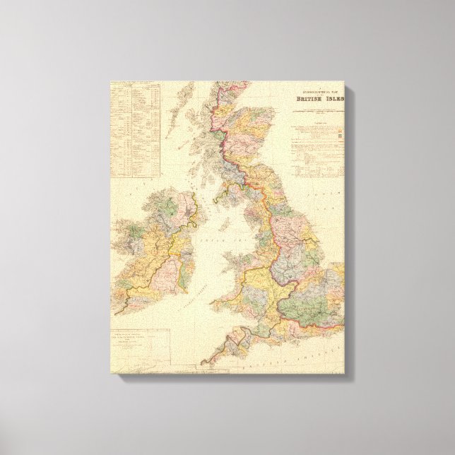 Impressão Em Tela Mapa hidrográfico, Ilhas Britânicas (Frente)