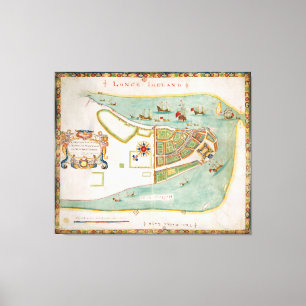 Impressão Em Tela Mapa histórico da Nova Iorque (1664)